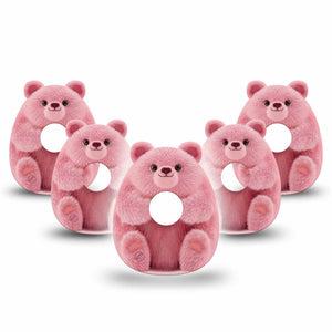 ExpressionMed Bear-y Lovable Freestyle Libre 3 and Libre 3 Plus Gumdrop Shape Tape, 5-Pack Tape Bear holding heart Overlay Patch CGM Design