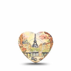 ExpressionMed Café Terrace Freestyle Libre, Libre 2 Plus, and Abbott Lingo Heart, Single Tape and Single Sticker Watercolor cafe Decorative Adhesive Tape for CGM