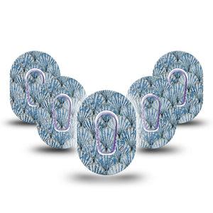 ExpressionMed Seashells Dexcom G6 Mini Tape, 5-Pack Tape and 5-Pack Sticker Summertime Sea Shells, Adhesive Tape CGM Design