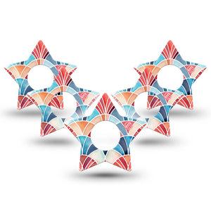 ExpressionMed Watercolor Fan Infusion Star, 10-Pack Summertime fan print Waterproof Sensor Cover For Pump