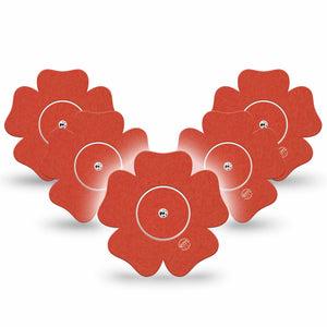 ExpressionMed Cherry Red Freestyle Libre 2 and Libre 2 Plus Flower Shape Tape, Abbott Lingo, 5-Pack Tape and 5-Pack Sticker Cherry Crimson Inspired, Plaster CGM Design