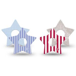 ExpressionMed Washed Classics Freestyle Libre 3 and Libre 3 Plus Star, 4-Pack Tape distressed patriotic look Decorative Adhesive Tape for Continuous Glucose Monitor