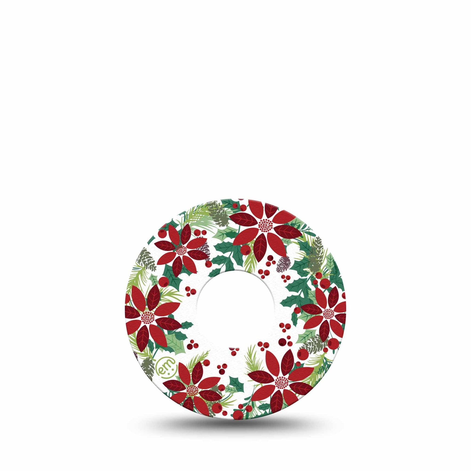 ExpressionMed Christmas Wreath Freestyle Libre 3 Tape Single Tape Welcoming Holiday Garland, Adhesive Tape CGM Design