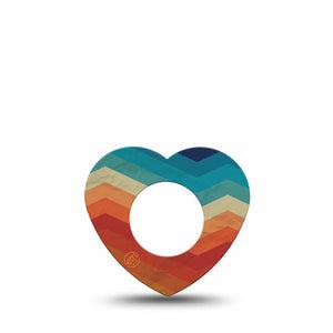 ExpressionMed Retro Winter Coat Freestyle Libre 2 and Libre 2 Plus Heart Shape Tape, Abbott Lingo, Single Tape Retro Coat Print, Adhesive Patch CGM Design