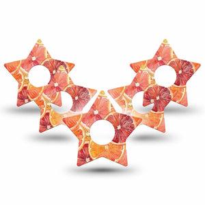 ExpressionMed Oranges Freestyle Libre 3 and Libre 3 Plus Star, 5-Pack Painted citrus fruit Decorative Patch for Continuous Glucose Monitor