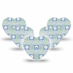 ExpressionMed Patchwork Flowers Freestyle Libre, Libre 2 Plus, and Abbott Lingo Heart, 5-Pack Tape and 5-Pack Sticker Spring patchwork Plaster for Continuous Glucose Monitor