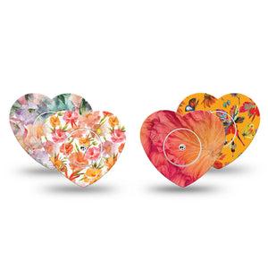 ExpressionMed Ruffle Bloom Freestyle Libre, Libre 2 Plus, and Abbott Lingo Heart, tape and sticker  floral bloom pattern Decorative Patch for CGM