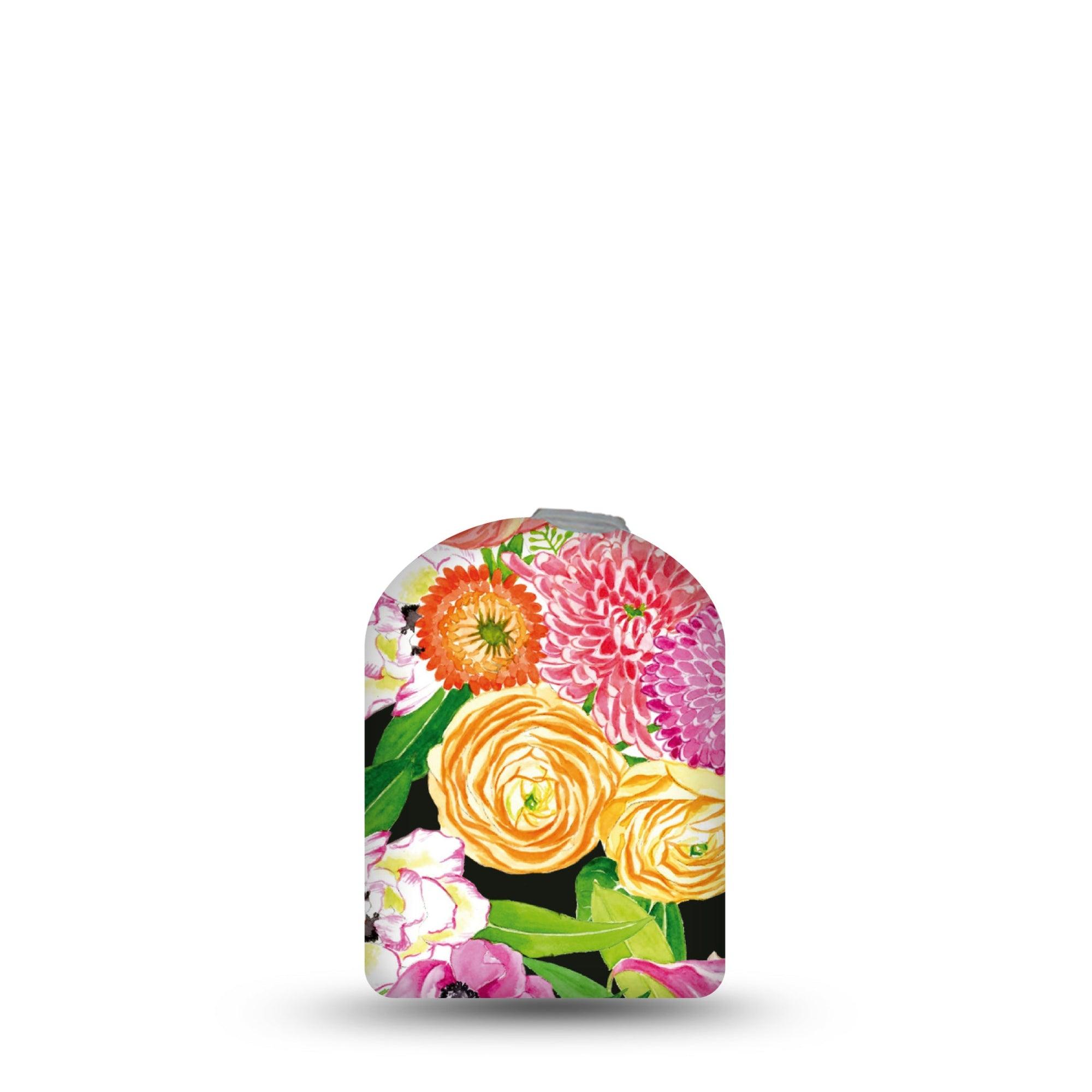 ExpressionMed Hand Painted Flowers Omnipod Sticker Pod Full Wrap Sticker Single Sticker pink and yellow garden florals, Decorative Decal Pump design