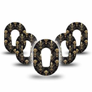 ExpressionMed Midnight Deco Dexcom G6 Mini, 5-Pack Sleek gold print Waterproof Plaster for Continuous Glucose Monitor