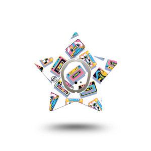 ExpressionMed Vintage Music Tapes Dexcom G7 Star Shape Tape, Dexcom Stelo Glucose Biosensor System,  Single Tape and Single Sticker Retro Colored Tapes, Overlay Patch CGM Design