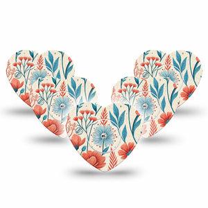 ExpressionMed Desert Wildflower Freestyle Libre, Libre 2 Plus, and Abbott Lingo Heart, 5-Pack Tape and 5-Pack Sticker Desert floral pattern Plaster for Continuous Glucose Monitor