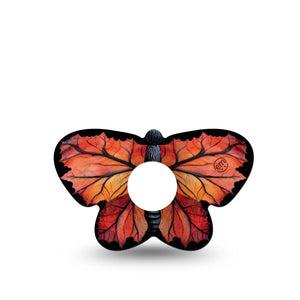ExpressionMed Leaf Butterfly Freestyle Libre 3 and Libre 3 Plus Butterfly Shape Tape, Single Tape Orange Fall Leaf Inspired, Overlay Patch CGM Design