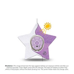 ExpressionMed Solar Violet Dexcom G7 Star Shape Tape, Dexcom Stelo Glucose Biosensor System, Single Tape and Single Sticker Solar-Reactive Purple, Overlay Patch CGM Design
