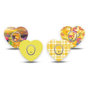 ExpressionMed Sunlit Yellow Dexcom G7 and Dexcom Stelo Glucose Biosensor System Heart, tape and sticker  sunny yellow design Vinyl Decoration for CGM