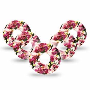 ExpressionMed Maroon Flowers Freestyle Libre 3 and Libre 3 Plus Tape, 5-Pack Tape Dark Red Floaty Florals, Adhesive Tape Continuous Glucose Monitor Design
