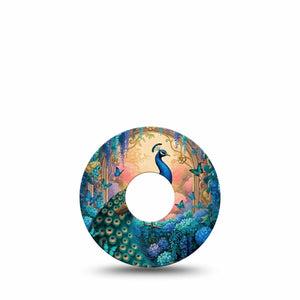 ExpressionMed Majestic Peacock Freestyle Libre 3 and Libre 3 Plus, Single Tape elegant peacock style Overlay Patch for Continuous Glucose Monitor