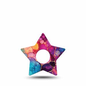 ExpressionMed Rainbow Ink Freestyle Libre 3 and Libre 3 Plus Star, Single Tape Abstract rainbow pattern Best Covers for CGM