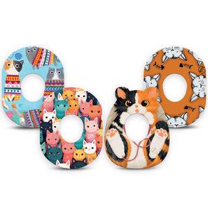 ExpressionMed Purrfectly Playful Variety Pack Dexcom G7 Tape, Dexcom Stelo Glucose Biosensor System, 4-Pack Tape Variety Calico Colorful Kittens, Overlay Tape CGM Design