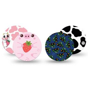 ExpressionMed Down on the Farm Variety Pack Freestyle Libre 3 and Libre 3 Plus Overpatch, 4-Pack Tape Variety, Barnyard Themed, Adhesive Patch CGM Design