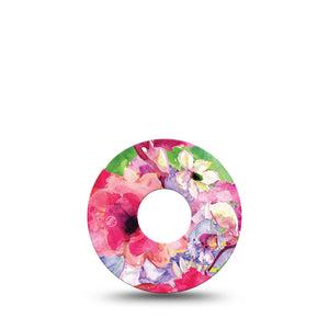 ExpressionMed Watercolor Red Flowers Freestyle Libre 3 Tape Single Tape Striking Watercolor Flowers Adhesive Tape CGM Design