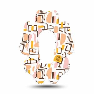 ExpressionMed Squiggles Dexcom G6 Flower Shape Tape, Single Tape Bright Pink Yellow Pattern, Adhesive Patch Continuous Glucose Monitor Design