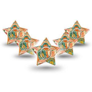 ExpressionMed Fruit Stickers Dexcom G7 and Dexcom Stelo Glucose Biosensor System Star, 5-Pack Tape and 5-Pack Sticker Summer fruit print Plaster for Continuous Glucose Monitor
