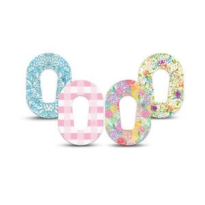 ExpressionMed Fresh Greenery Dexcom G6 Mini, 4-Pack Tape Pale spring colors Waterproof Sensor Cover for Continuous Glucose Monitor