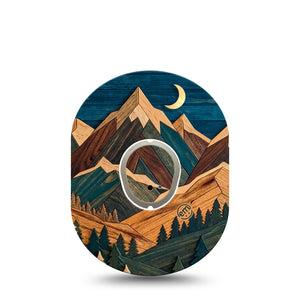 ExpressionMed Wood Mountains Dexcom G7 and Dexcom Stelo Glucose Biosensor System, Single Tape and Single Sticker forest mountain style Overlay Patch for CGM