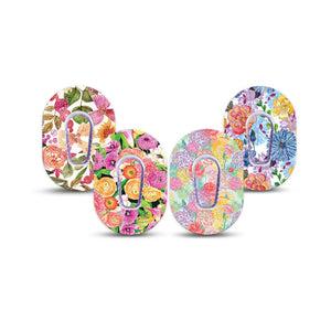 ExpressionMed Bloom Pop Dexcom G6 Mini, tape and sticker  Pop of color florals Waterproof Adhesive Tape for CGM