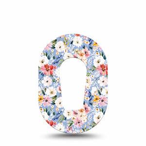 ExpressionMed Petal Breeze Dexcom G6 Mini, Single Tape Sky blue bouquet Adhesive Tape for CGM