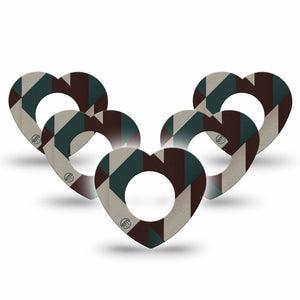 ExpressionMed Timberline  Freestyle Libre, Libre 2 Plus, and Abbott Lingo Heart, 5-Pack Moody geometric print Adhesive Tape for Continuous Glucose Monitor