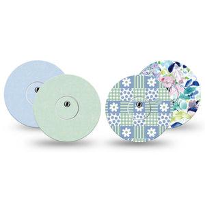 ExpressionMed Soft Balance Freestyle Libre 3 and Libre 3 Plus, tape and sticker  Pastel blues and greens Fixing Ring Tape for Continuous Glucose Monitor