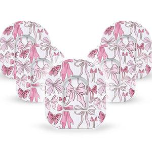 ExpressionMed Bows and Ribbons Omnipod Tape 5-Pack Tape and 5-Pack Sticker Beautiful Pink Bow, Adhesive Patch Pump Design