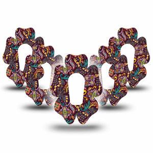 ExpressionMed Ornate Floral Dexcom G6 Flower Shape Tape 5-Pack Tape Vintage Inspired Floral Design, Adhesive Patch Continuous Glucose Monitor Design