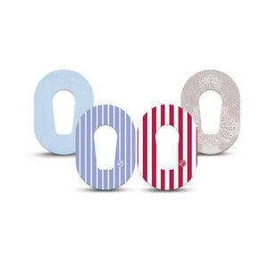 ExpressionMed Washed Classics Dexcom G6 Mini, 4-Pack Tape classic americana palette Waterproof Sensor Cover for Continuous Glucose Monitor