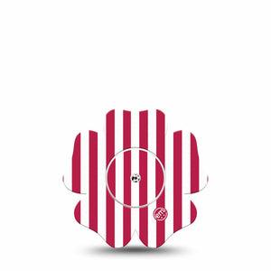 ExpressionMed Red Stripes Freestyle Libre, Libre 2 Plus, and Abbott Lingo Flower, Single Tape and Single Sticker Fourth of July inspired Adhesive Tape for CGM