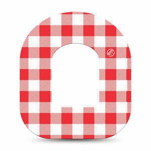 ExpressionMed Red Gingham Omnipod, Single Tape Classic picnic check Accessories For Insulin Pump