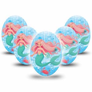 ExpressionMed Mermaid Medtronic Guardian Enlite Universal Oval 5-Pack Tape Mermaid And Sea Creatures, Plaster CGM Design