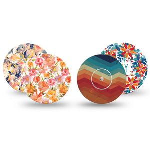 ExpressionMed Jewel Tone Glow Variety Pack Freestyle Libre and Libre 2 Plus Sticker and Tape, Abbott Lingo, Fun Florals for Winter, Adhesive Sticker and Tape Design Continuous Glucose Monitor Design