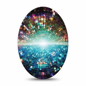 ExpressionMed Disco Lights Medtronic Guardian Enlite Universal Oval, Single Tape Retro glow design Vinyl Decoration for CGM