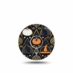 ExpressionMed Art Deco Halloween Freestyle Libre 3 and Libre 3 Plus Tape, Single Tape and Single Sticker Art Deco Era Halloween, Adhesive Tape Continuous Glucose Monitor Design