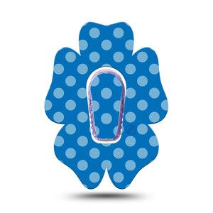 ExpressionMed Blue Polka Dots Dexcom G6 Flower Shape Tape, Single Tape and Single Sticker Blue Dots Barbie, Adhesive Patch Continuous Glucose Monitor Design