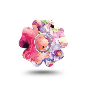 ExpressionMed Watercolor Red Flowers Dexcom G7 Flower Shape Tape, Dexcom Stelo Glucose Biosensor System, Single Tape and Single Sticker Delicate Watercolor Pink Flowers Adhesive Tape CGM Design