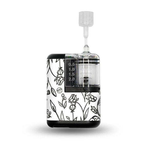 ExpressionMed Custom B&W Floral Tandem Mobi Sticker Single Sticker Only Monochrome Flowers Vinyl Decoration Pump Design