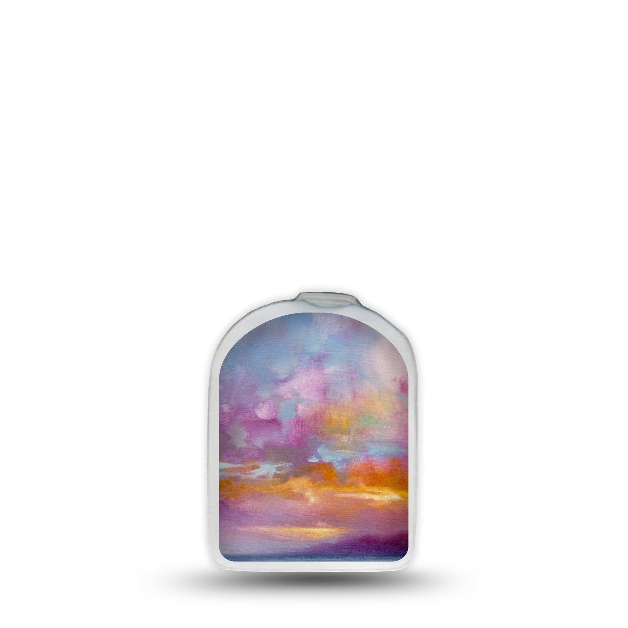 ExpressionMed Painted Skies Omnipod Surface Center Sticker Single Sticker Pinky Blue Clouds Painting Inspired Vinyl Decoration Pump Design