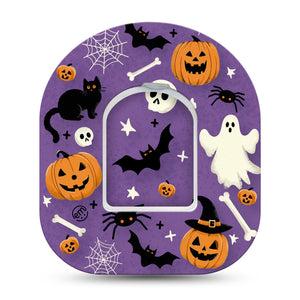 ExpressionMed Happy Halloween Omnipod Tape Single Tape and Single Sticker Halloween Concept Decorations Adhesive Patch Pump Design