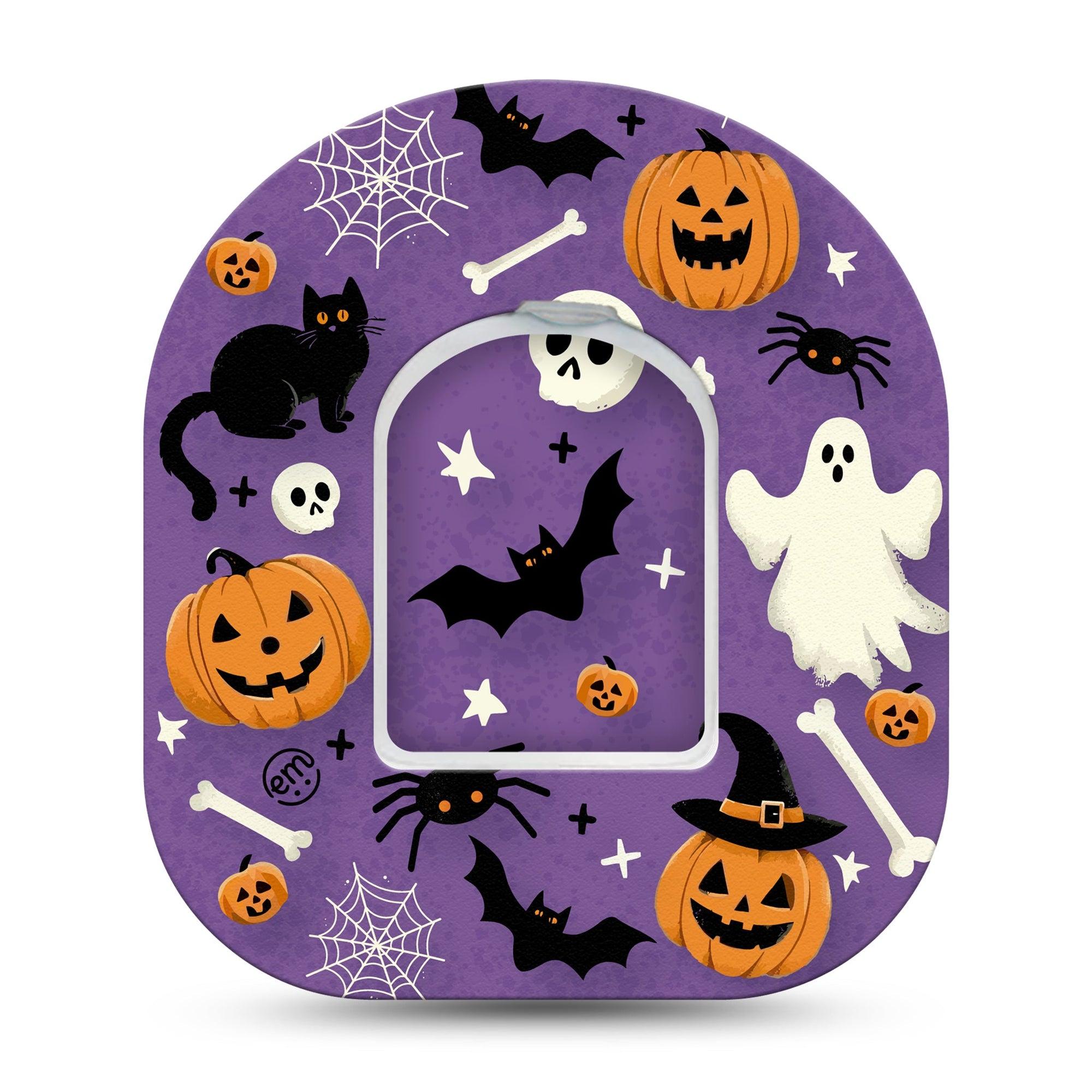 ExpressionMed Happy Halloween Omnipod Surface Center Sticker and Tape Purple Halloween Motifs Vinyl Sticker and Tape Design Pump Design