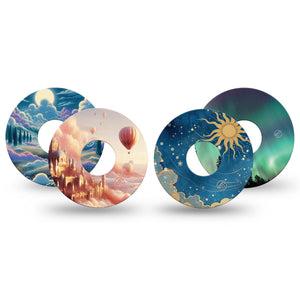 ExpressionMed Wanderer's Reverie Variety Pack Freestyle Libre 3 and Libre 3 Plus, 4-Pack Tape Magical worlds Best Covers for CGM