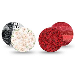 ExpressionMed Crimson Bloom Variety Pack Freestyle Libre 3 and Libre 3 Plus OverPatch, 4-Pack Tape Rose garden Plaster for CGM