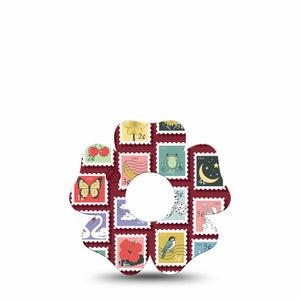 ExpressionMed Postage Stamp Freestyle Libre 3 and Libre 3 Plus Flower, Single Tape Cute icon postage stamps Decorative Adhesive Tape for CGM